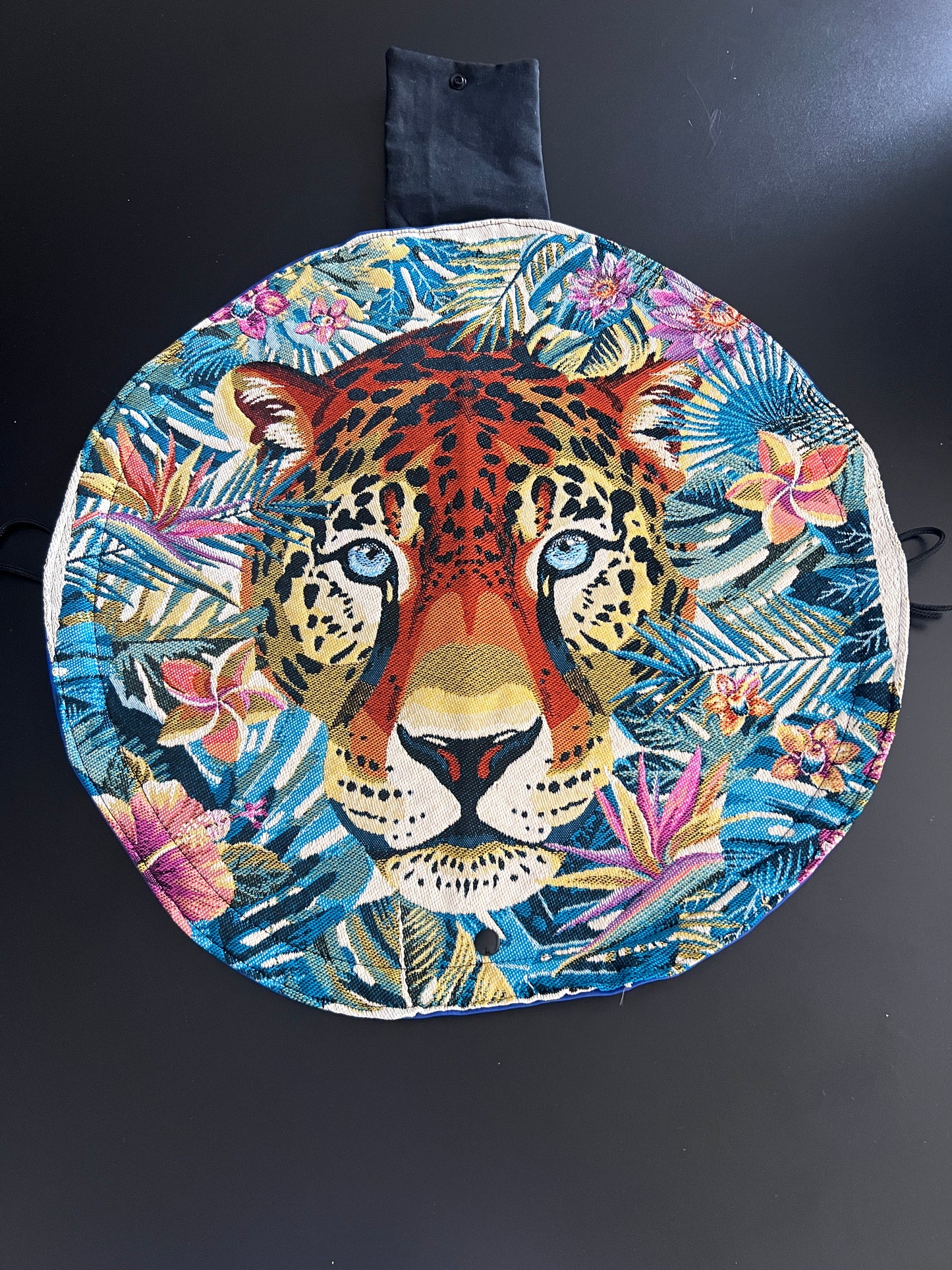 Bourse à maquillage T3 "Lison" similicuir bleu - creation by loliart