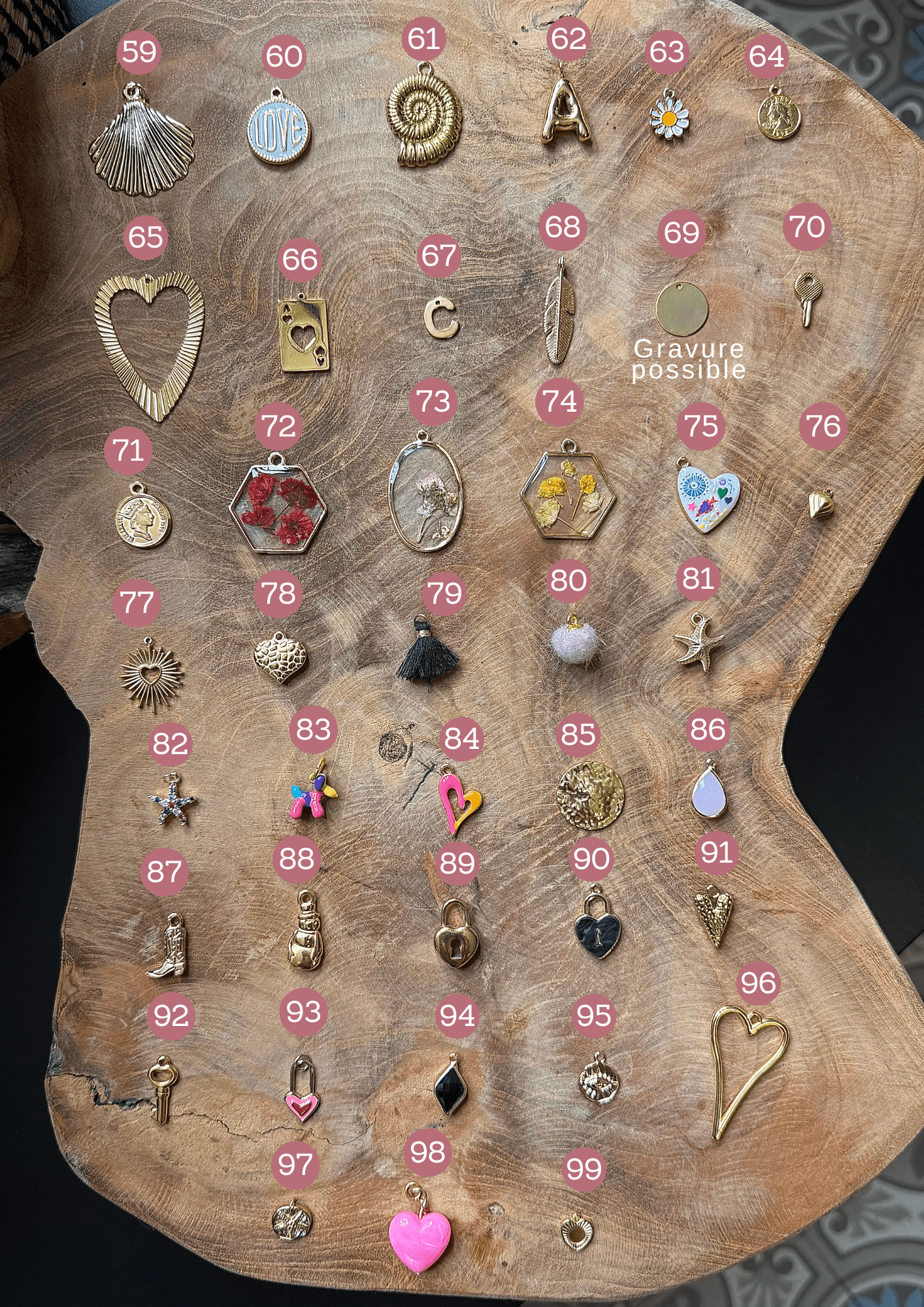 Collier personnalisable doré. Créez votre collier en choisissant vos charms. Création sur mesure