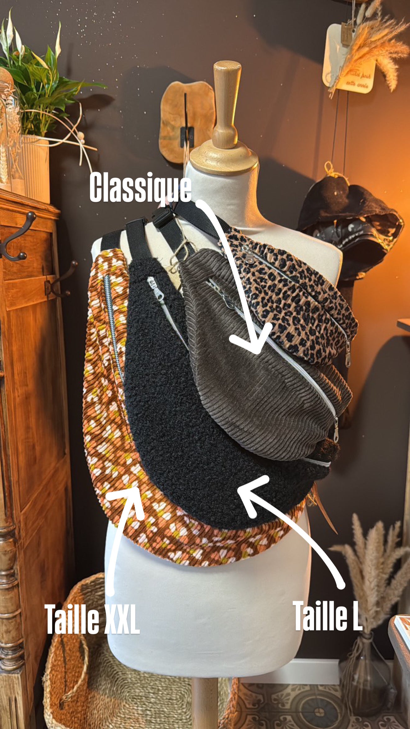 Sac banane personnalisable. Créez votre sac en choisissant vos tissus intérieurs et extérieurs. Création sur mesure