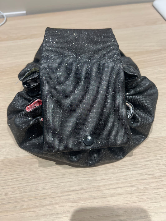 Bourse à maquillage T2 "Lison" similicuir gris paillette