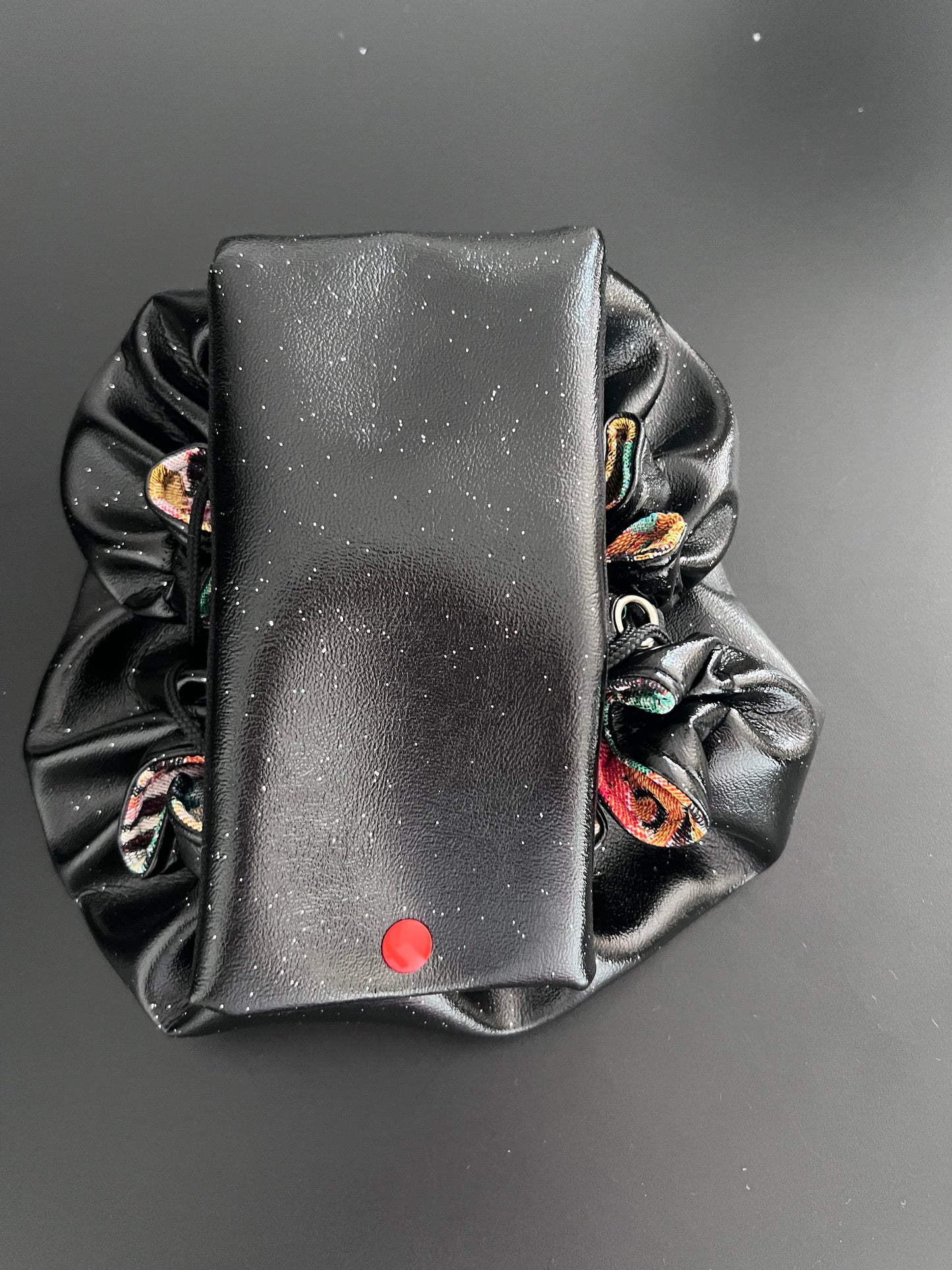 Bourse à maquillage T3 "Lison" similicuir noir - creation by loliart