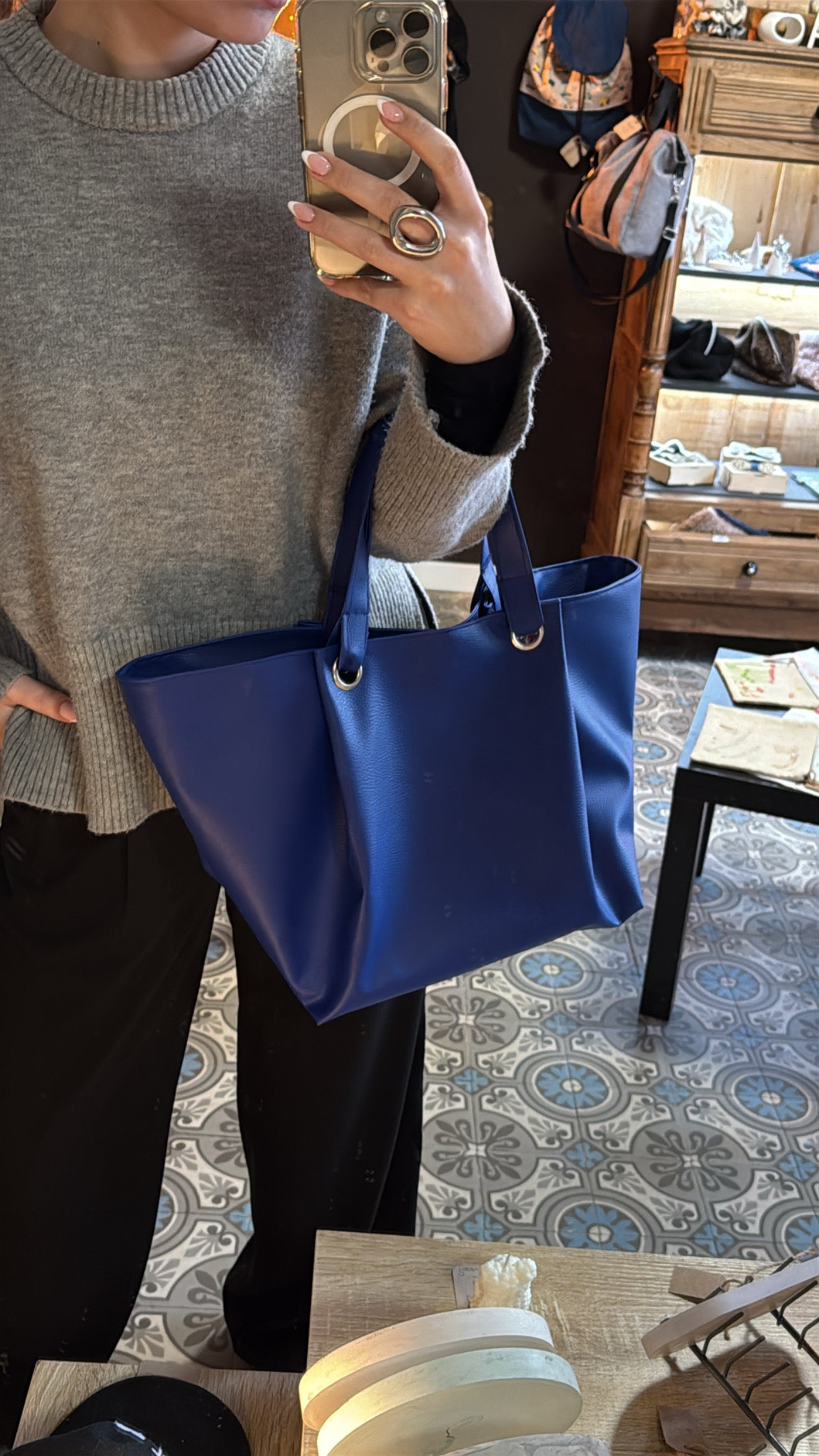 Sac "Marie" Bleu Electrique - sac à main fait main - sac couture fait main - création unique et sur mesure