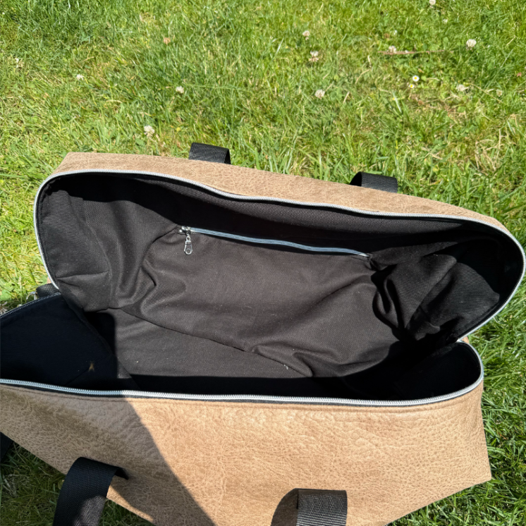 Sac "Charline" Simili cuir café - sac week end fait main - sac couture fait main - création unique et sur mesure