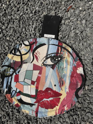Bourse à maquillage ronde 38 cm art abstrait - Pratique et stylée
