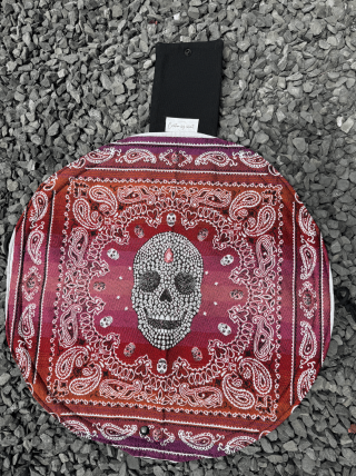 Bourse à maquillage ronde 45 cm tête de mort - Pratique et stylée