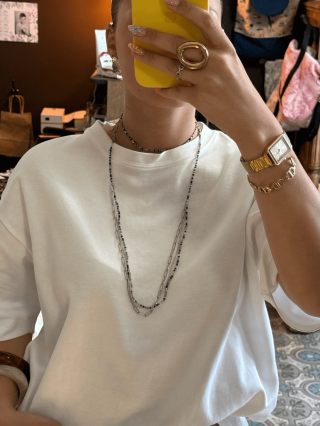 Collier double rang noir et argent – Style graphique chic