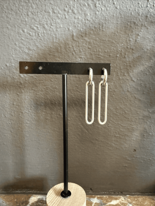 Boucles d’oreilles longues argentées en acier inoxydable