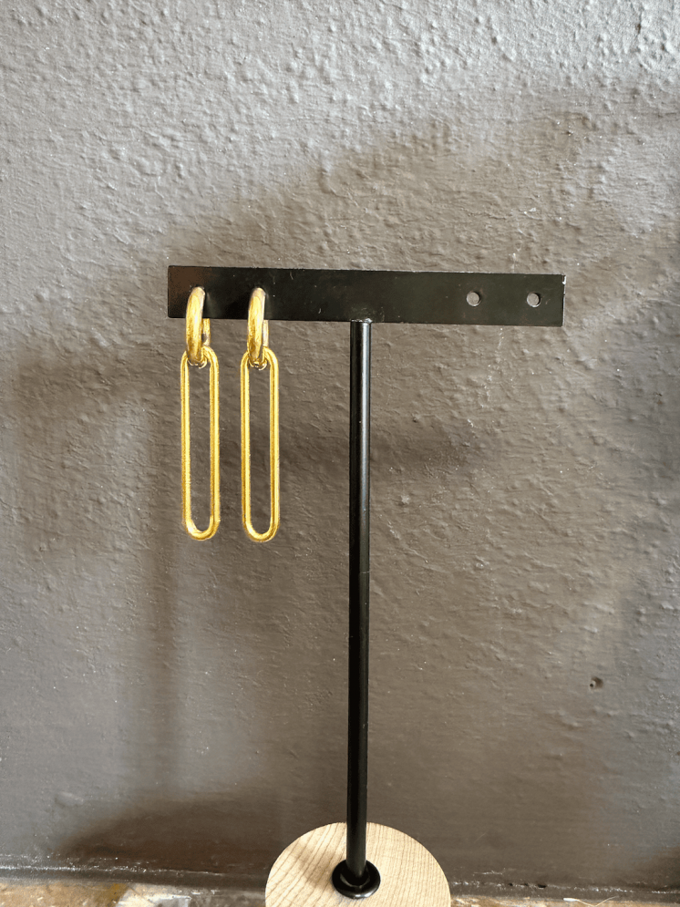Boucles d’oreilles longues dorées en acier inoxydable