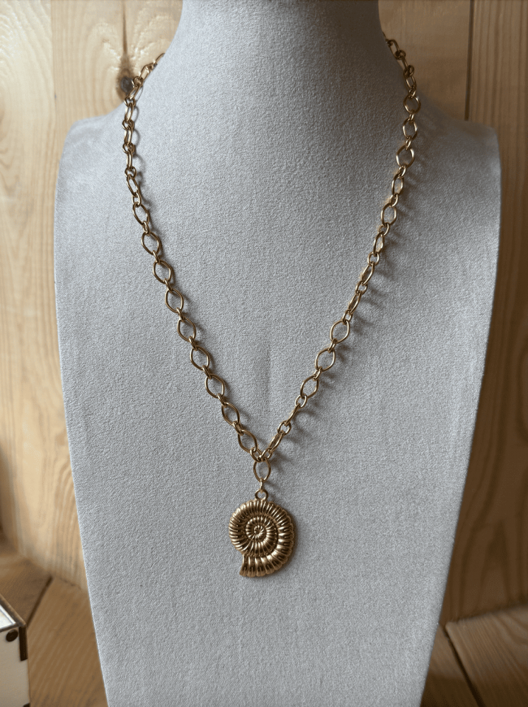 Collier coquillage doré – chaîne à maillons tendance