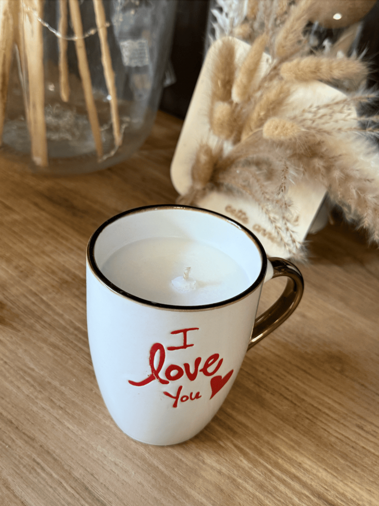 Bougie tasse – parfumée à la barbe à Papa