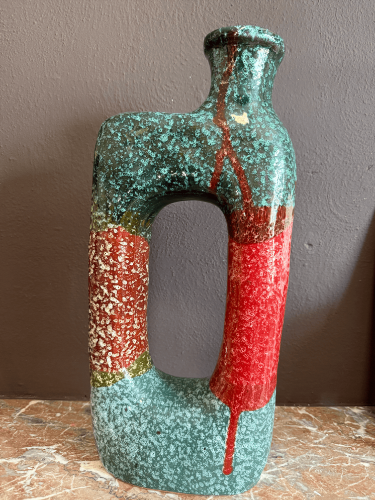 Vase multicolore en céramique – Fait main à Marrakech, pièce unique
