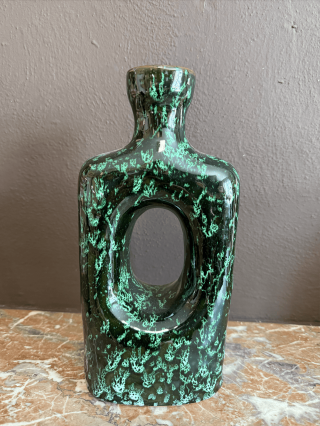 Vase à rayures vert et noir – Fait main à Marrakech