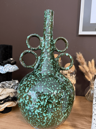 Vase artisanal en céramique vert - Création de Marrakech