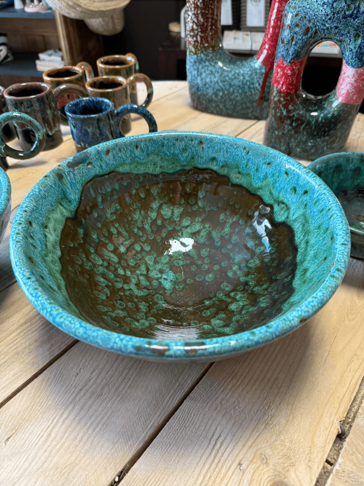 Lot de 4 plats artisanaux bleu-vert faits à Marrakech
