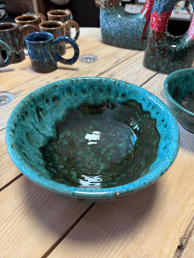 Lot de 4 plats artisanaux bleu-vert faits à Marrakech