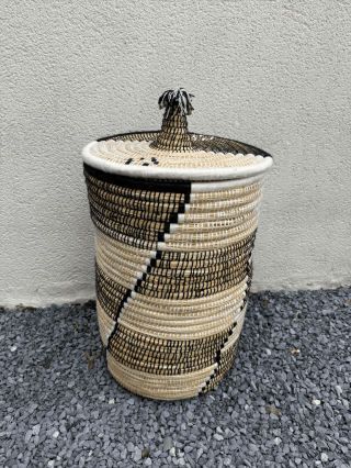 Panier de rangement artisanal – Tressé main Afrique de l’Ouest