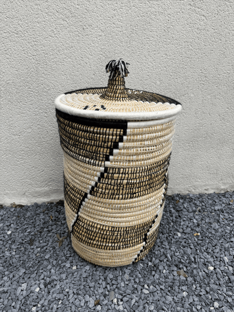 Panier de rangement artisanal – Tressé main Afrique de l’Ouest