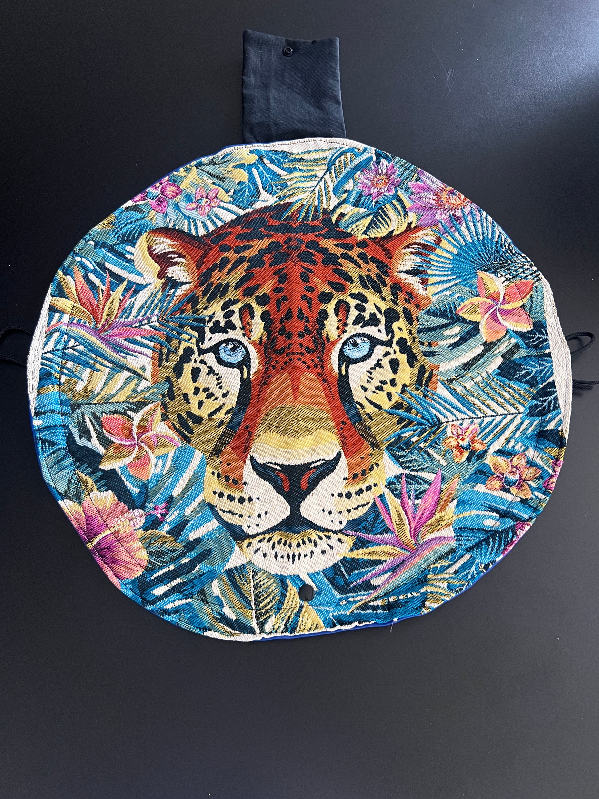 Bourse à maquillage T3 "Lison" similicuir bleu - creation by loliart