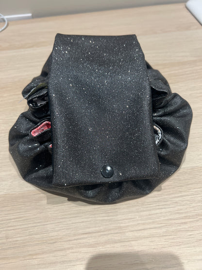 Bourse à maquillage T2 "Lison" similicuir gris paillette