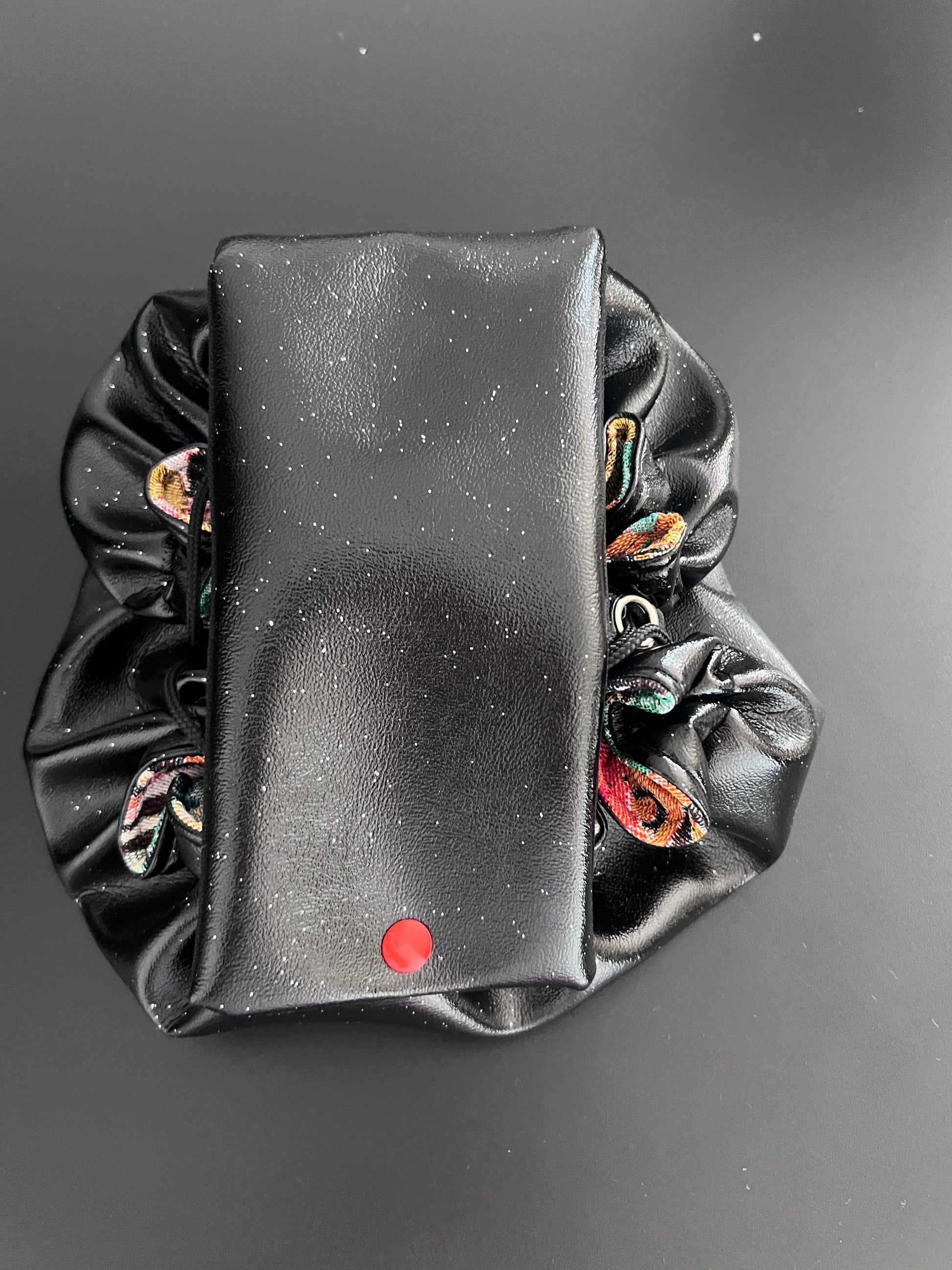 Bourse à maquillage T3 "Lison" similicuir noir - creation by loliart