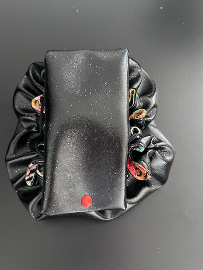 Bourse à maquillage T3 "Lison" similicuir noir - creation by loliart