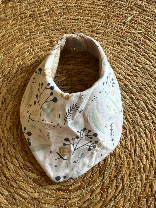 Bavoir triangle "Ana-Lou" motif nature - creation by loliart