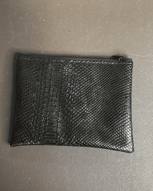 Pochette "Audrey" en similicuir noir effet croco - pochette couture fait main - création artisanale création sur mesure