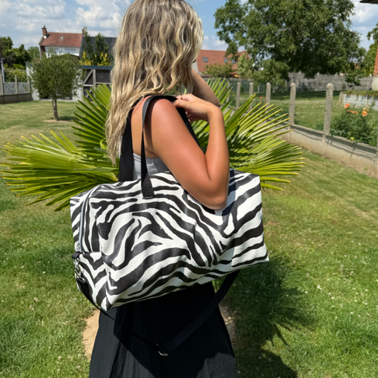 Sac "Charline" Simili cuir zèbre - sac week end fait main - sac couture fait main - création unique et sur mesure 